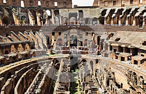 In center of arena in ancient Coliseum