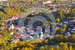 The center of Banska Stiavnica town during autumn