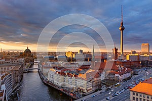 The center of Berlin at sunset