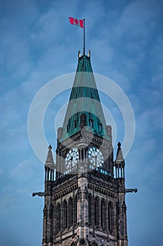 The Center Block and the Peace Tower in Parliament Hill, Ottawa, Canada.