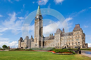 Center Block and Peace Tower on Parliament Hill Ottawa