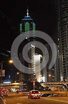 The Center Building skyscraper in Hong Kong by night