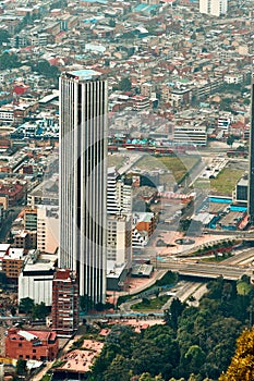 aerial view of the colpatria tower in the city of bogota photo