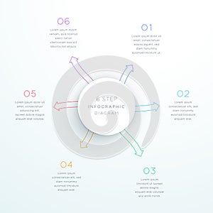 Center Circle With Arrows Steps 1 to 6 Vector