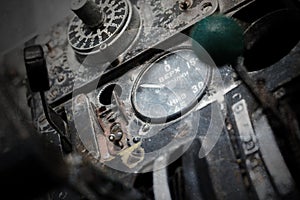 Center console and throttles in airplane