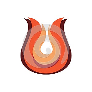 Center fire flame unique shape logo design
