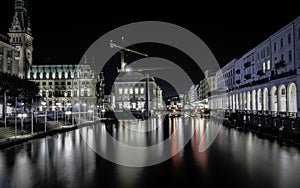 The center of Hamburg in the night