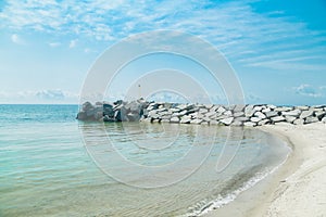 center island ontario lake shore beautiful beach on sunny summer day