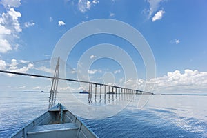 The center of Manaus Iranduba Bridge, also called Ponte Rio Negro in Brazil