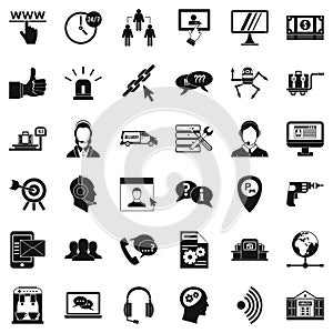 Center operator icons set, simple style