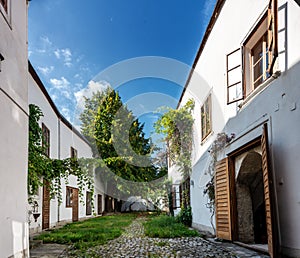 In the center of Perchtoldsdorf in Austria - old inner yard of baroque house