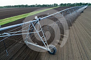 Center pivot irrigation system on field