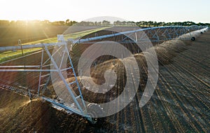 Center pivot irrigation system on field