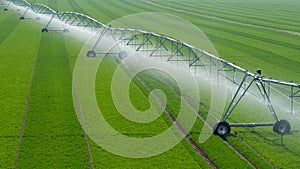 Center Pivot Irrigation System in a green Field