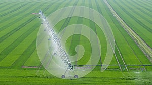 Center Pivot Irrigation System in a green Field