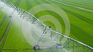 Center Pivot Irrigation System in a green Field