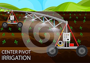 Center Pivot Irrigation. Vector Flat Illustration.