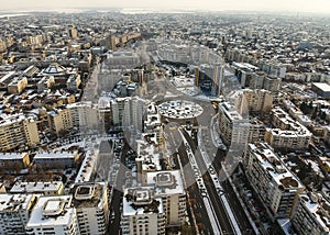 The center of Ploiesti City, Romania, aerial view