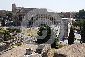 Center of Rome, Ancient, Colosseum, Coliseum, ruins, old building, queue, Lazio, Italy.