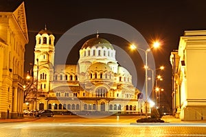 The center of Sofia, Bulgaria by night photo