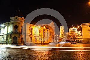 The center of Sofia, Bulgaria by night photo