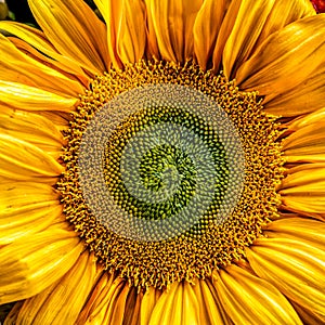 Center of a sunflower background or texture