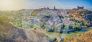 Center of Toledo City in Spain With Tejo River, Cathedral and Alcazar of Toledo city