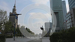 Center of Warsaw during COVID-19 2020 year