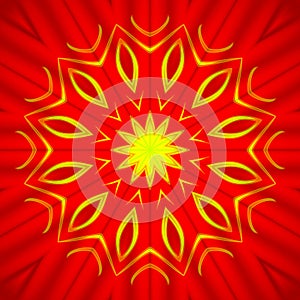 Centered yellow star pattern on deep red