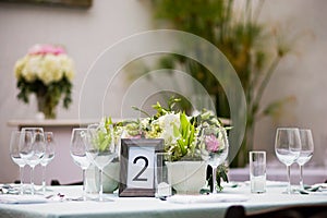 Centerpieces on a table