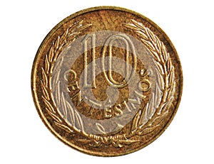 10 Centesimos coin, 1830~1974 - Republic Peso Circulation Bank of Uruguay photo