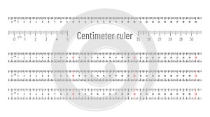 Centimeter ruler cm set. Vector measurement numbers scale with millimeter. Eps 10 design element illustration