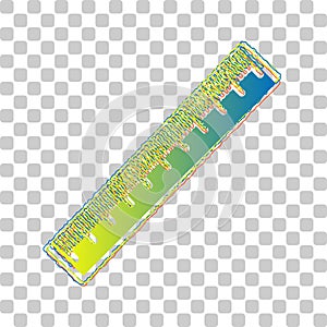 Centimeter ruler sign. Blue to green gradient Icon with Four Roughen Contours on stylish transparent Background. Illustration