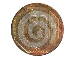 50 Centimos coin, 1991~2015 - Nuevo Sol Circulation serie, Bank of Peru