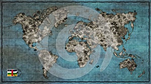 Central African Antique Beka Stamp World Map