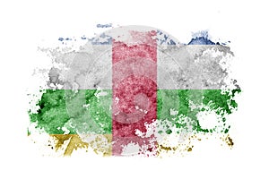 Central African Republic flag background painted on white paper with watercolor