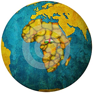 central african republic flag on globe map