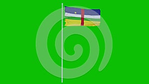 Central African Republic Flag Waving on wind on green screen or chroma key background. 3d rendering