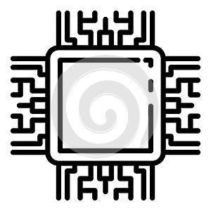 Central ai processor icon, outline style