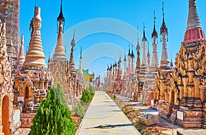 The central alley in Kakku Pagodas, Myanmar