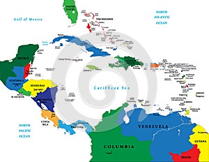 Central America and the Caribbean map