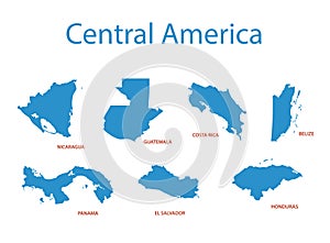 Central america - maps of territories - vector