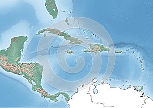 The Central American continent Illustration with railroads