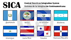 Central American Integration System SICA, vector flags of members photo