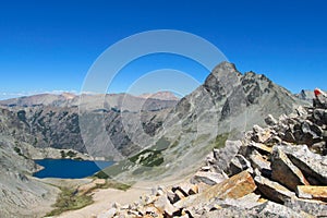 Central Andes range and lake