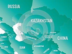 Central Asia detailed political map with lables