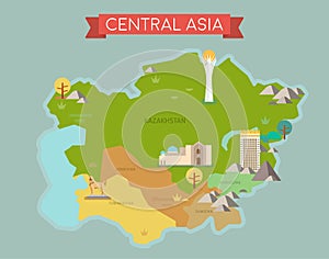 Central Asia Map with country names