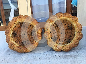 Central-Asia, Uzbekistan, flat bread, poppy and sesame seeds