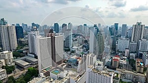 Central Bangkok City Panorama North West Aerial Video