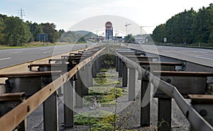 Central barrier on closed and empty highway